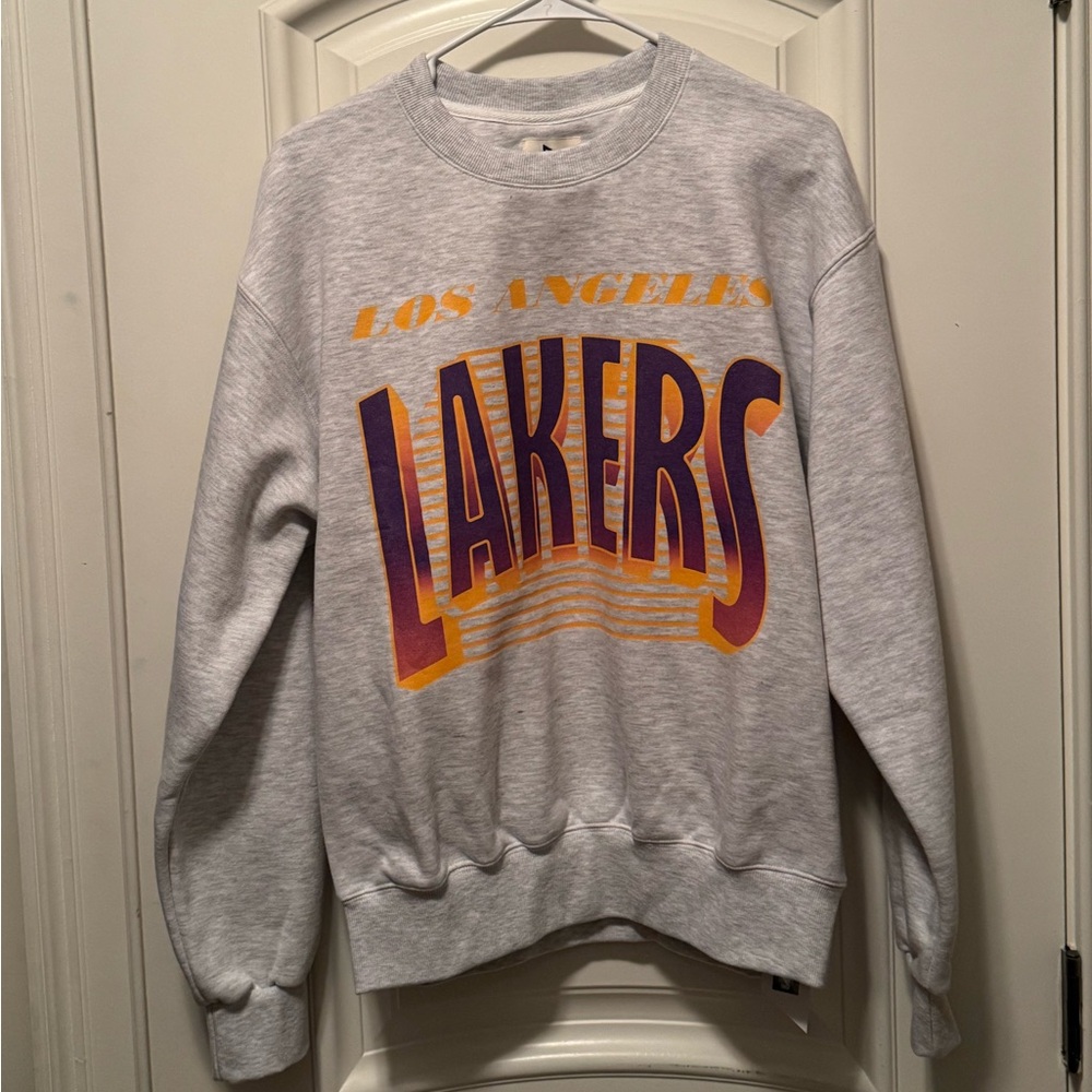 Los Angeles Lakers Retro Vibe Oversized Pullover Sweatshirt by Qore